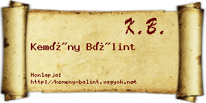 Kemény Bálint névjegykártya